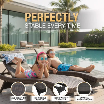 Riviera All Weather Sun Loungers (Set of 2) - Dark Brown