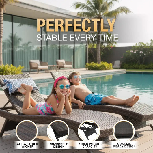 Riviera All Weather Sun Loungers (Set of 2) - Dark Brown
