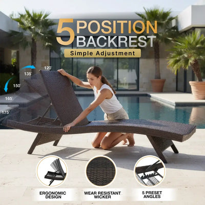 Riviera All Weather Sun Loungers (Set of 2) - Dark Brown