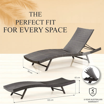 Riviera All Weather Sun Loungers (Set of 2) - Dark Brown