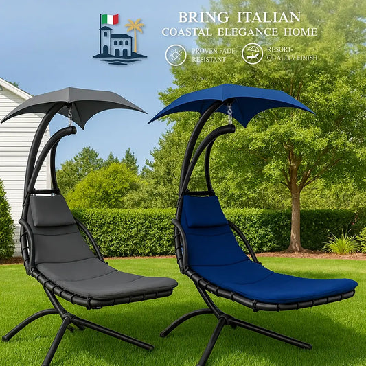 Verada Hanging Chaise Lounge Swing Chair w/ Cushions