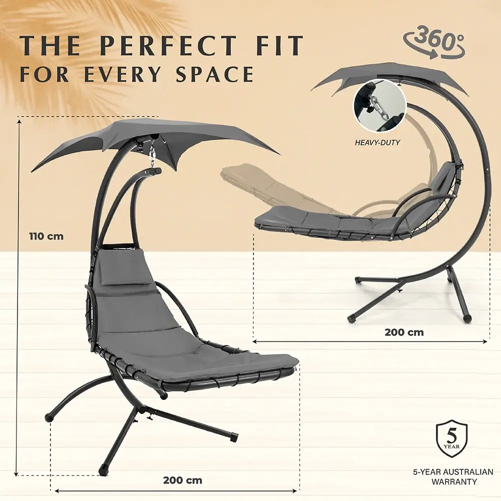 Verada Hanging Chaise Lounge Swing Chair w/ Cushions