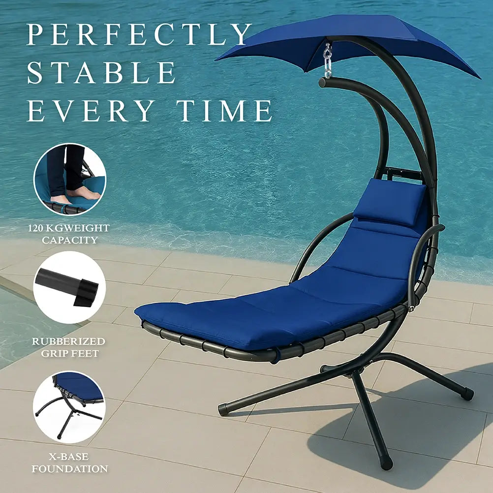 Verada Hanging Chaise Lounge Swing Chair w/ Cushions
