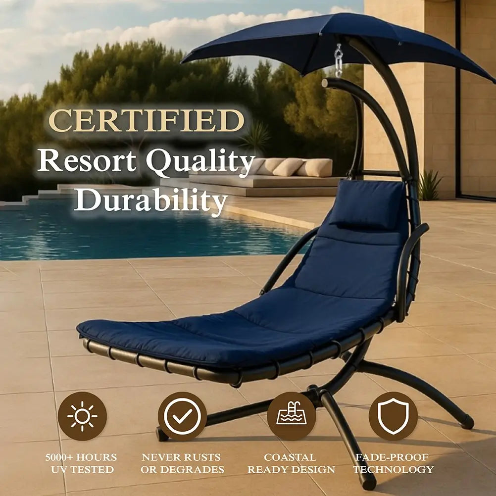 Verada Hanging Chaise Lounge Swing Chair w/ Cushions