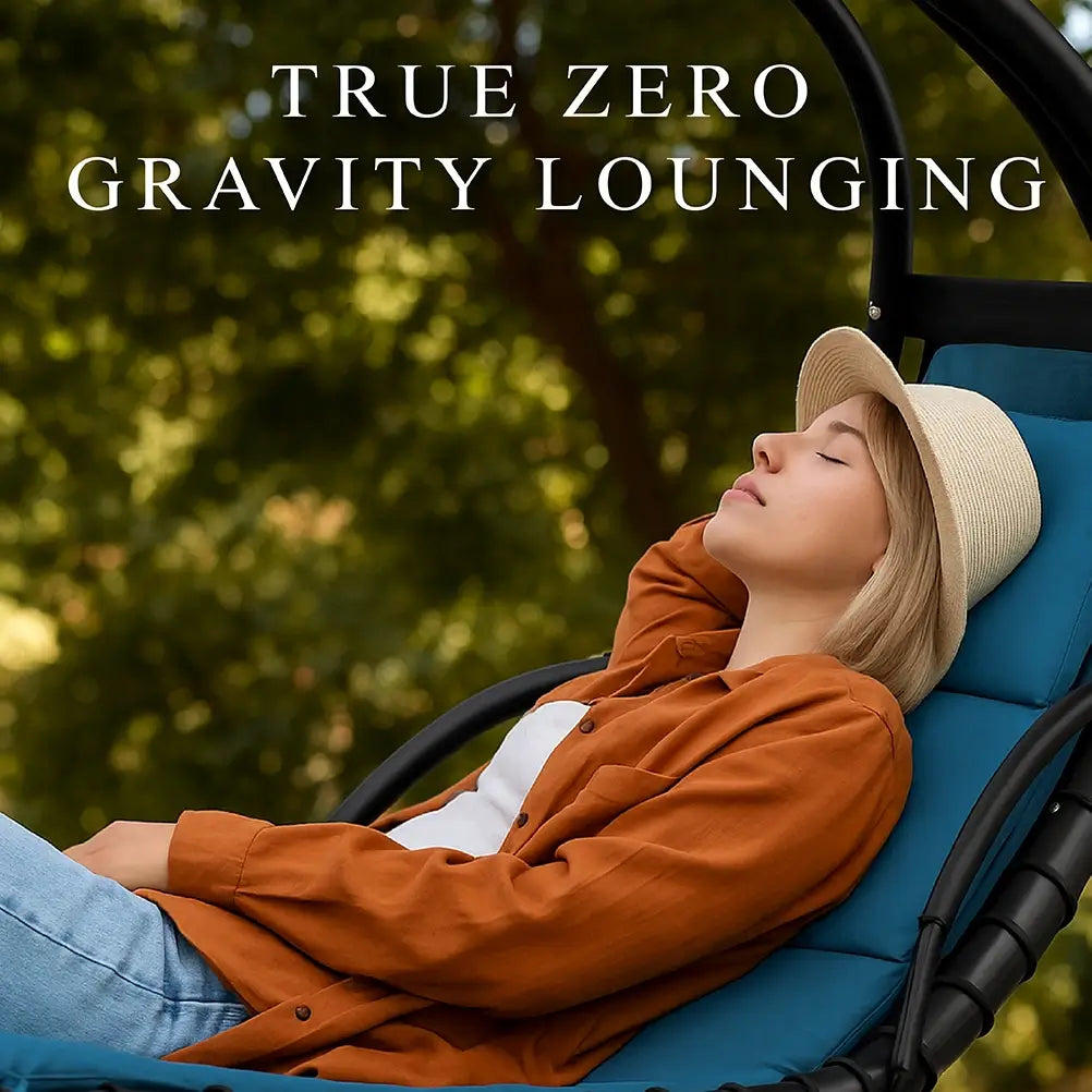 Verada Hanging Chaise Lounge Swing Chair w/ Cushions
